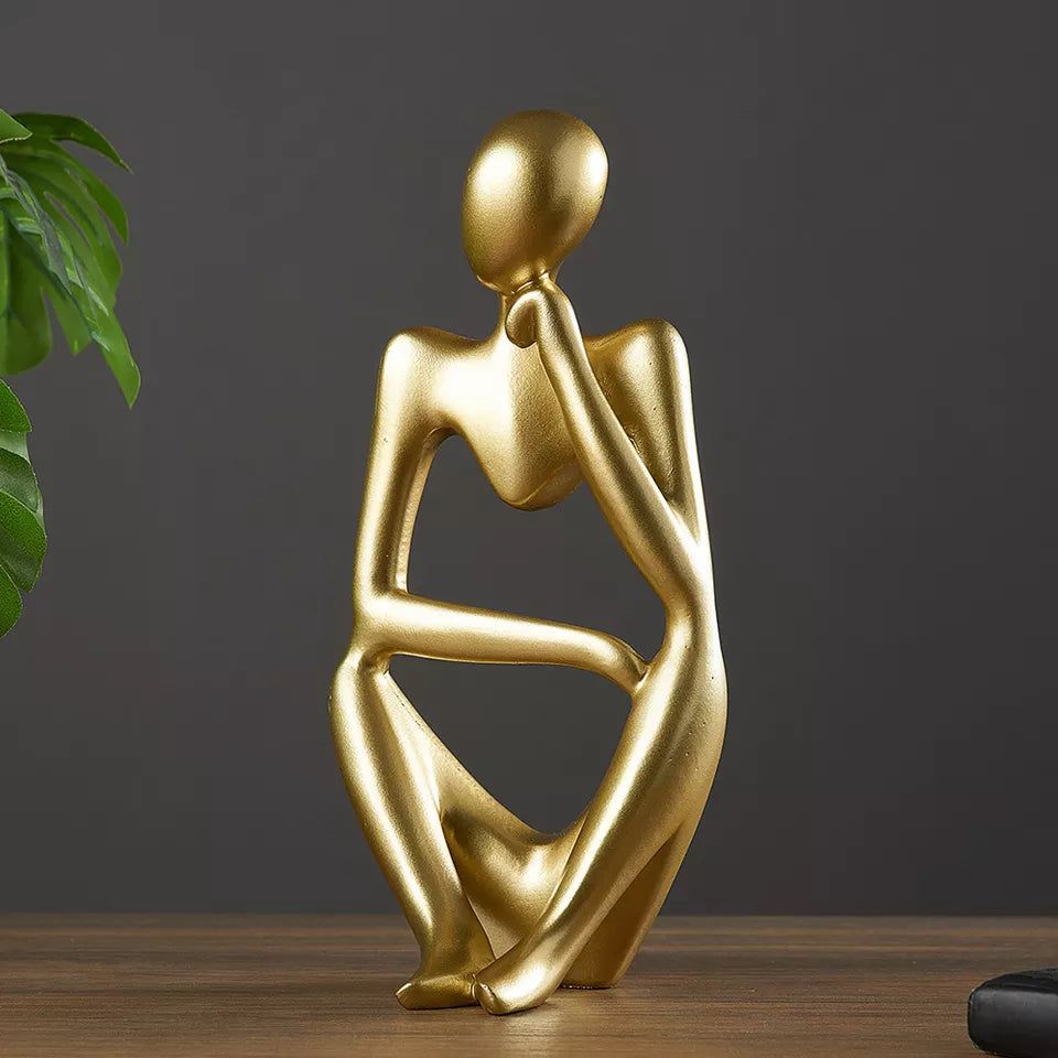 Elegant Gold and Black Resin Thinking Mannequin Figurines for Home Decor Bazm-e-Decor