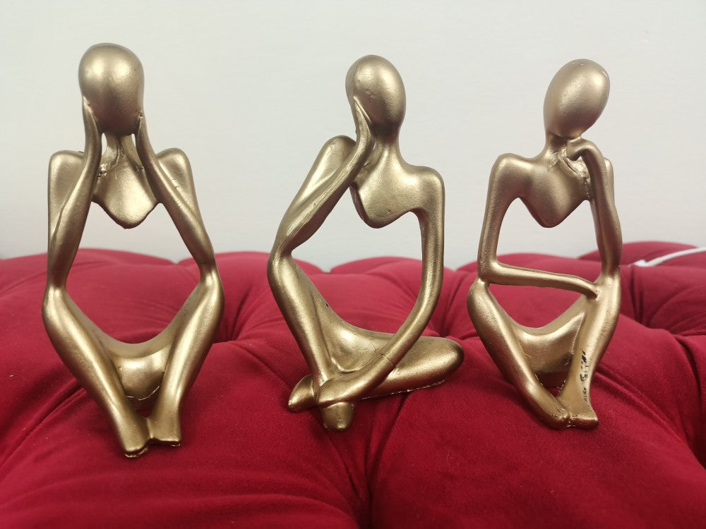 Elegant Gold and Black Resin Thinking Mannequin Figurines for Home Decor Bazm-e-Decor