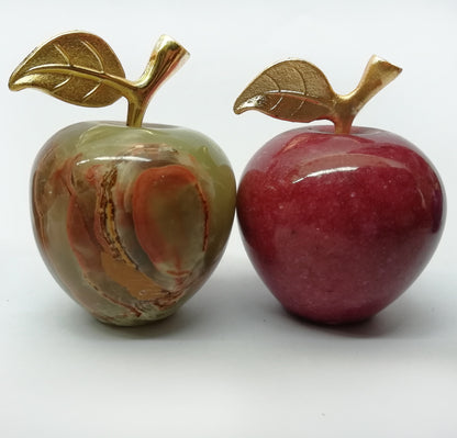 Set of 2 Onyx Marble Apple Decorative Pieces - Perfect for Home Decor Bazm-e-Decor