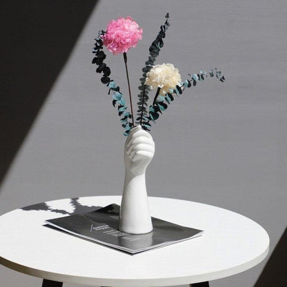 Minimalist Concrete Hand Vase | Modern Home Decor for Dried Florals Bazm-e-Decor