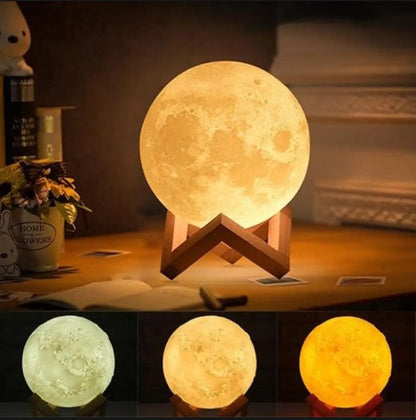 USB Moon Lamp with 7 Color-Changing LED Lights | Himalayan Pink Salt Lamp Bazm-e-Decor