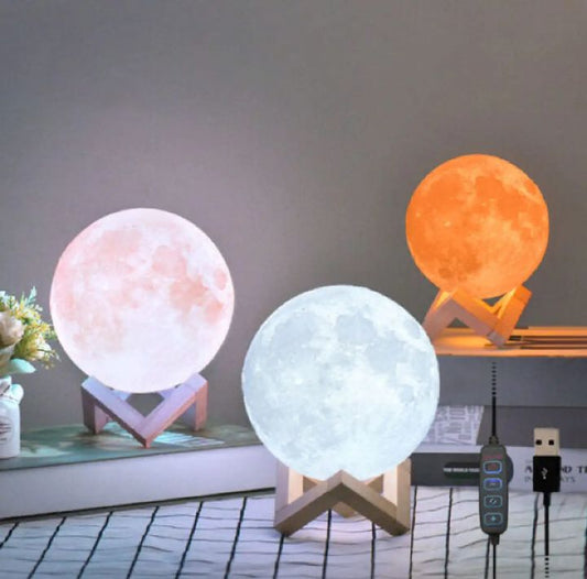 USB Moon Lamp with 7 Color-Changing LED Lights | Himalayan Pink Salt Lamp Bazm-e-Decor