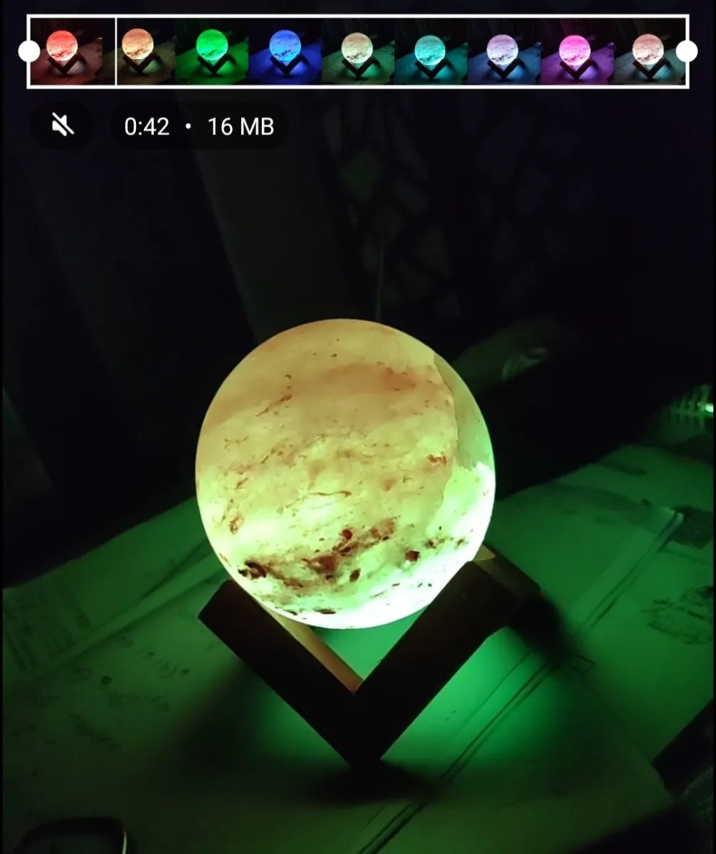 USB Moon Lamp with 7 Color-Changing LED Lights | Himalayan Pink Salt Lamp Bazm-e-Decor