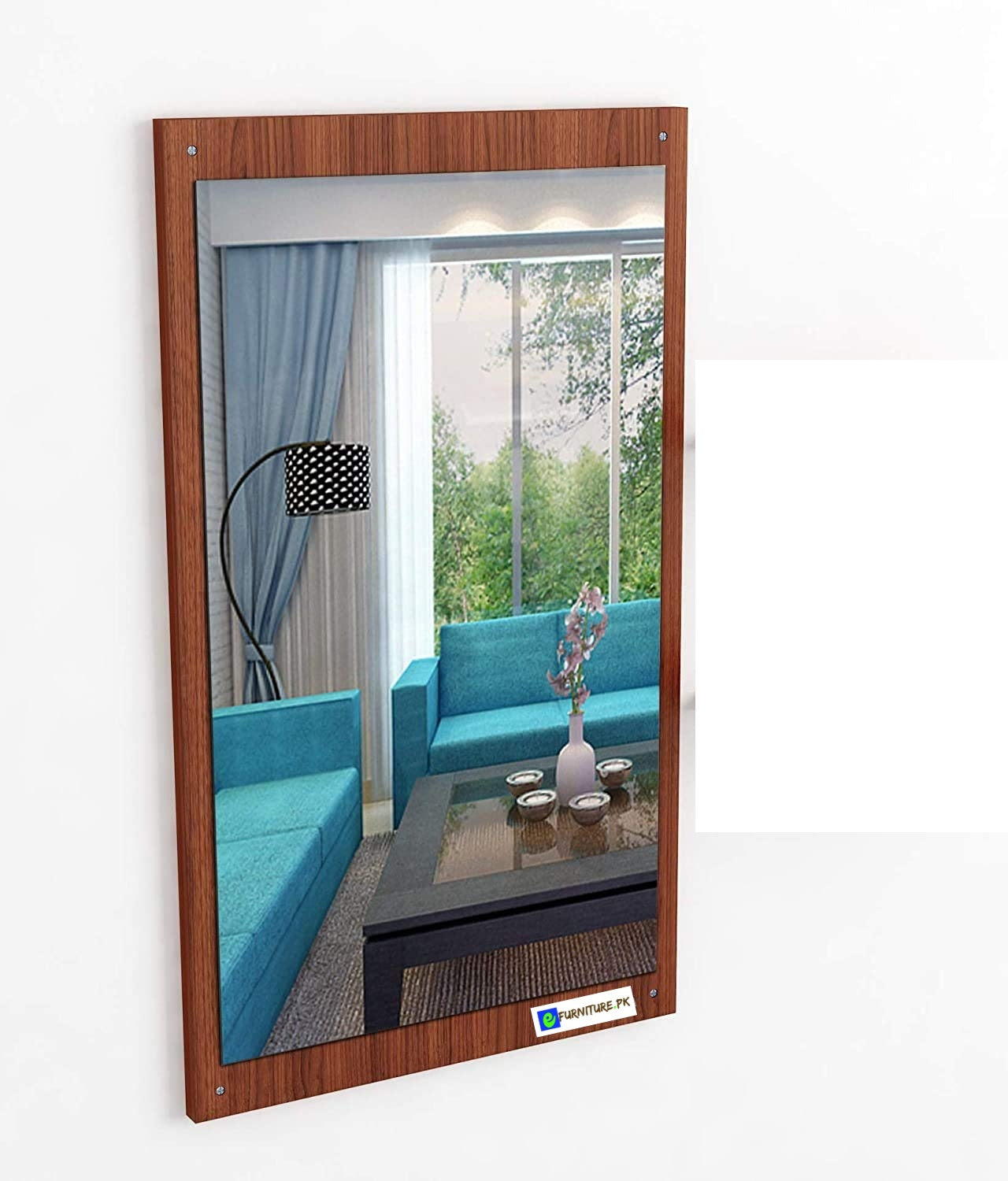 Elegant Wooden Wall Hanging Dressing Mirror - Space-Saving Design, Adjustable Height, and Durable Finish Bazm-e-Decor