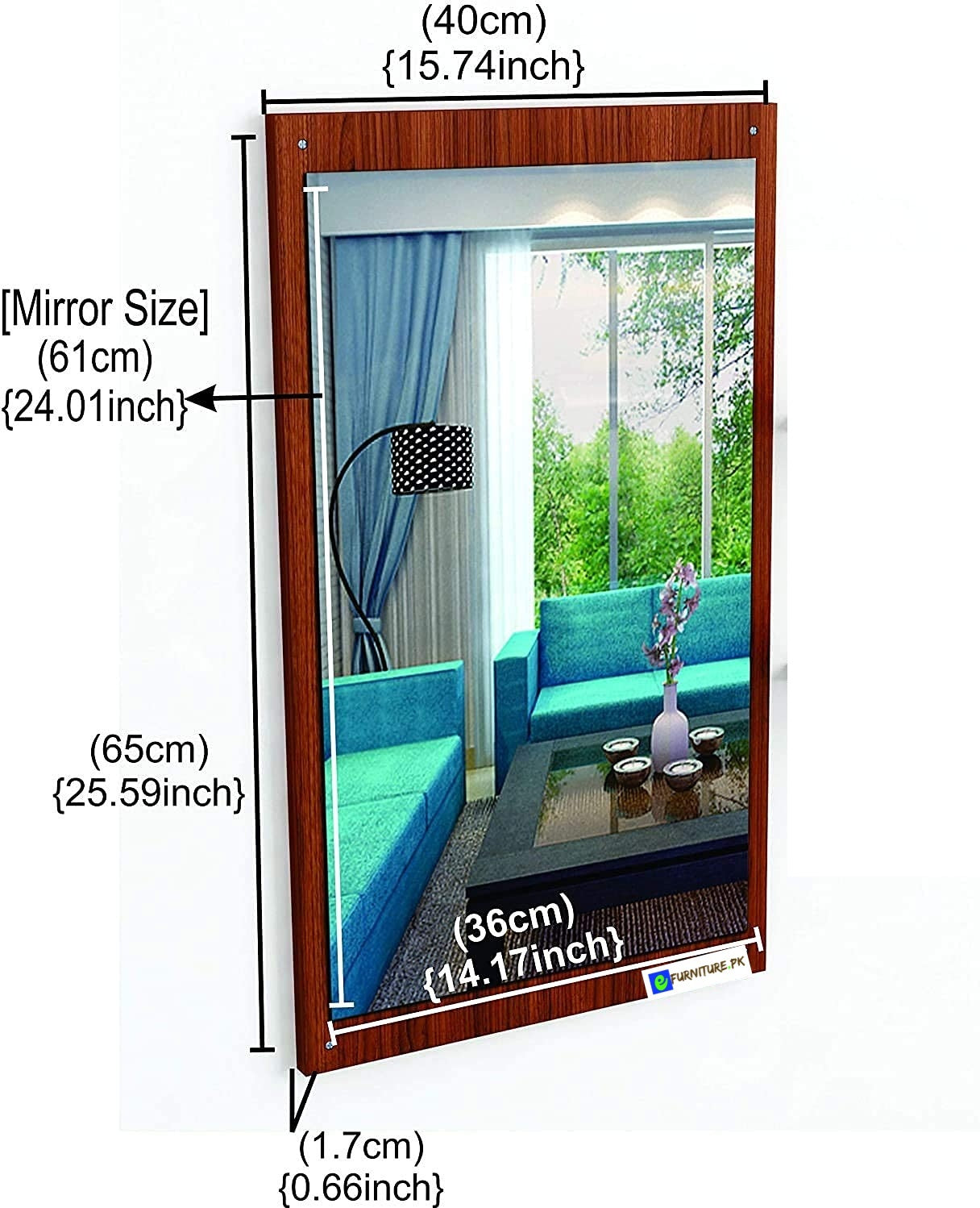 Elegant Wooden Wall Hanging Dressing Mirror - Space-Saving Design, Adjustable Height, and Durable Finish Bazm-e-Decor