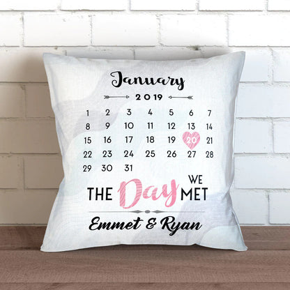 Personalized Calendar Cushion with Stylish Design | Custom Photo & Name Pillow Cover Bazm-e-Decor