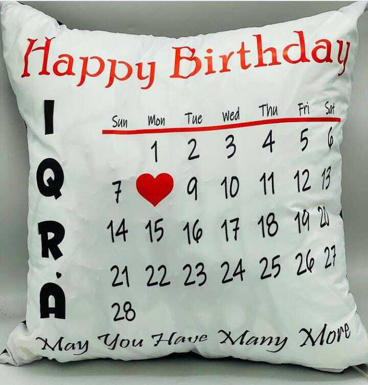 Personalized Calendar Cushion with Stylish Design | Custom Photo & Name Pillow Cover Bazm-e-Decor