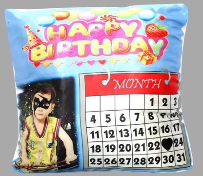 Personalized Calendar Cushion with Stylish Design | Custom Photo & Name Pillow Cover Bazm-e-Decor