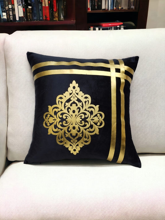 Luxury Velvet Laser Cut Cushion Cover - Decorative 16x16 Inch Sofa Accent with Side Zip Bazm-e-Decor