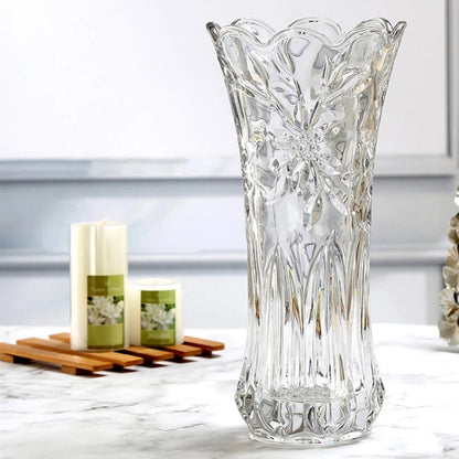 Transparent Crystal Decorative Flower Vase - Durable Nordic Glass Vase for Home, Shop & Church Décor Bazm-e-Decor