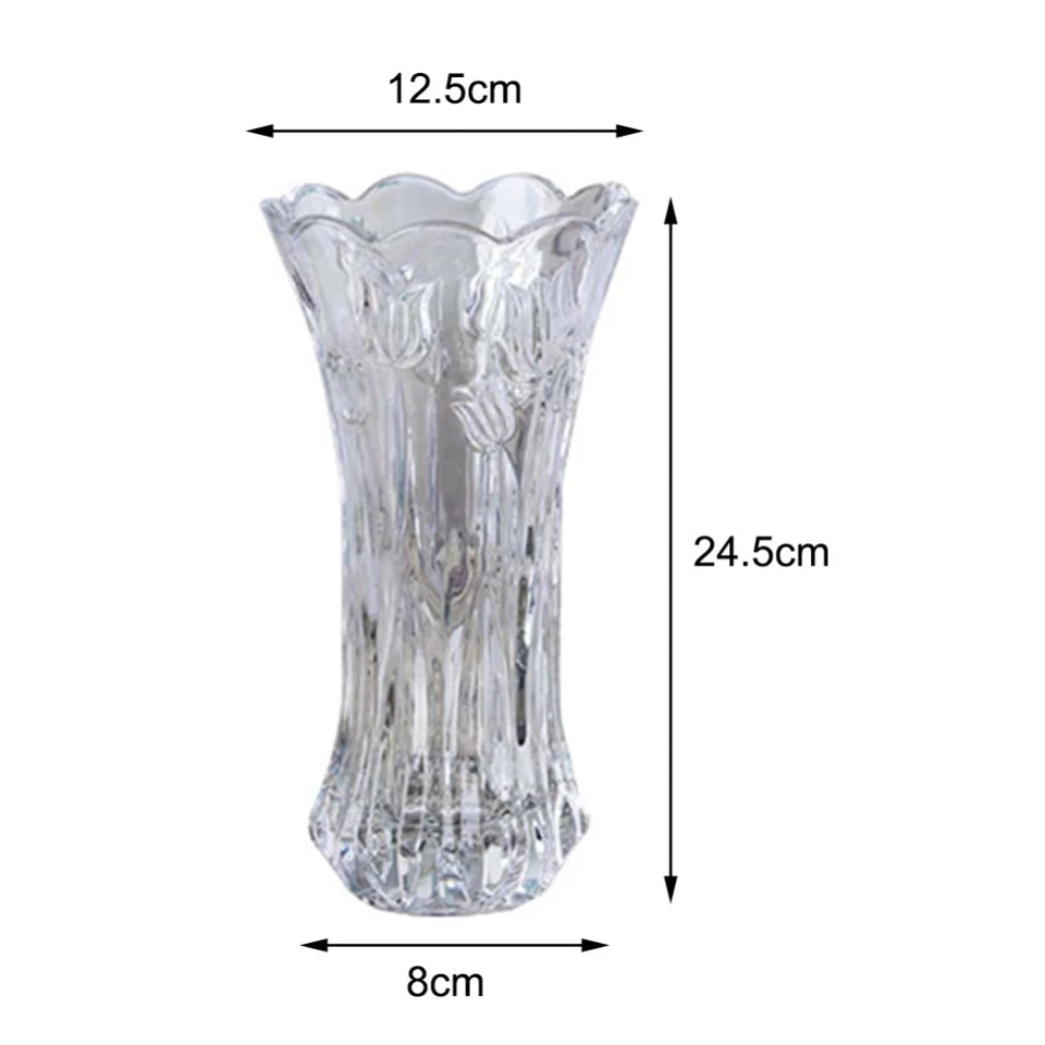 Transparent Crystal Decorative Flower Vase - Durable Nordic Glass Vase for Home, Shop & Church Décor Bazm-e-Decor