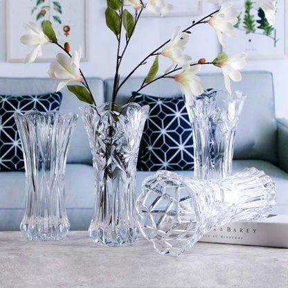 Transparent Crystal Decorative Flower Vase - Durable Nordic Glass Vase for Home, Shop & Church Décor Bazm-e-Decor