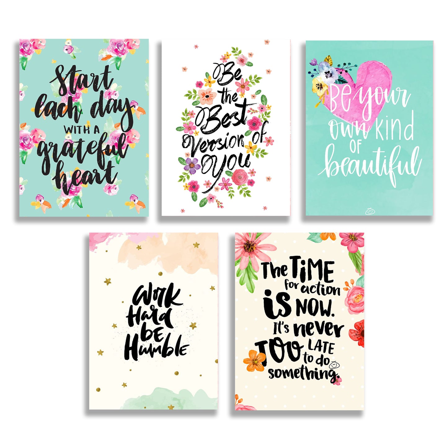 Set of 5 Girls Room Motivational Wall Art Wooden Frames – Sticky Phototile Decor Bazm-e-Decor