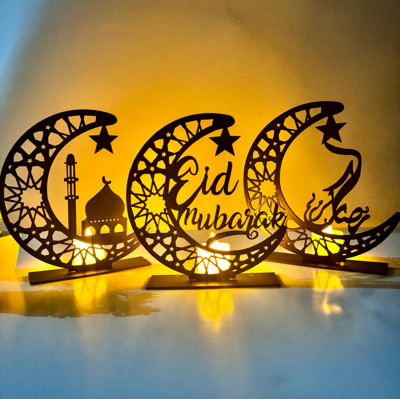 Elegant Wooden Table Decoration for Ramadan & Eid | MDF Home Decor Lamp Bazm-e-Decor