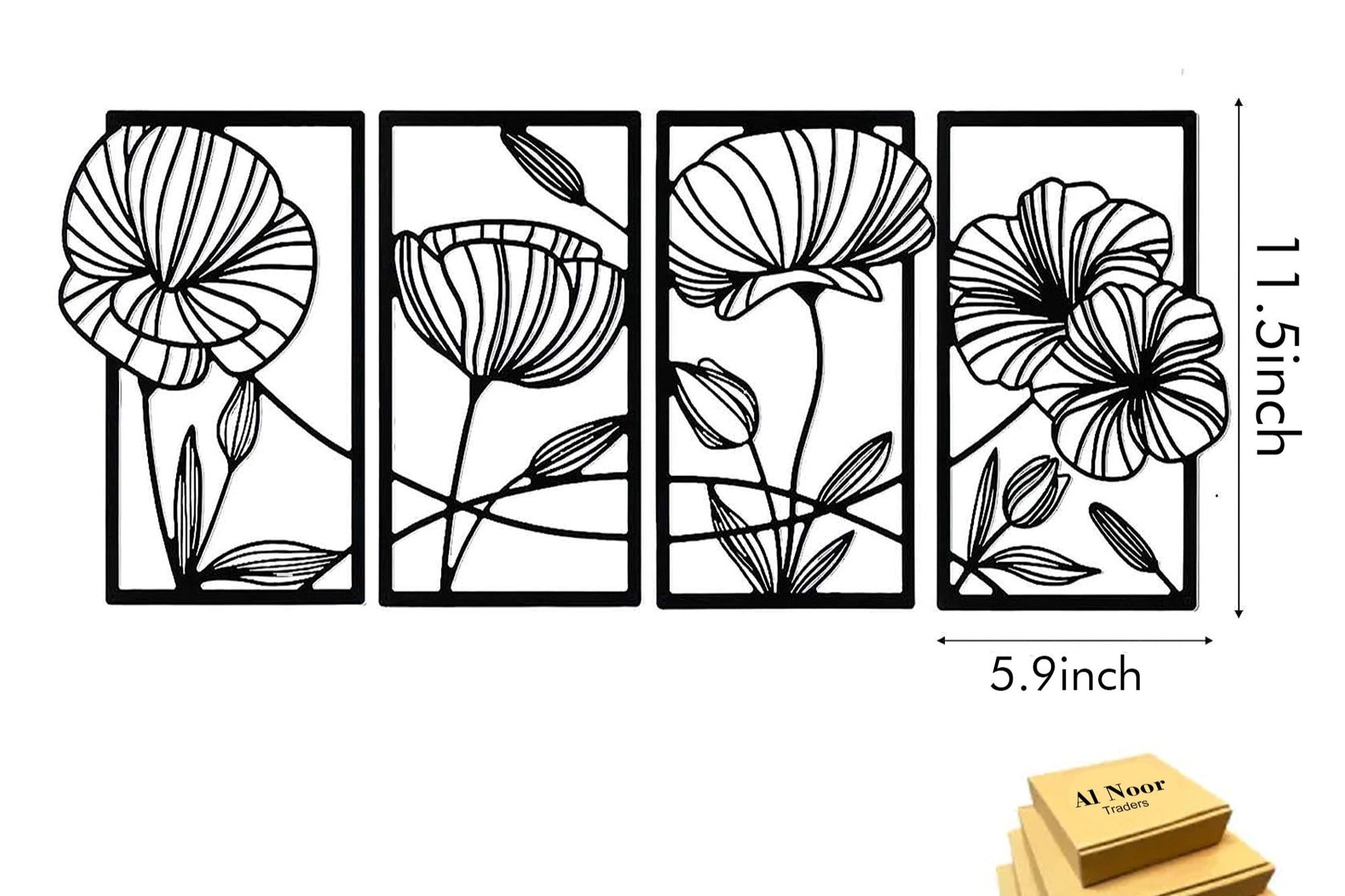 Minimalist 4-Piece Wooden Lotus Flower Wall Art - Abstract Floral Design for Living Room, Bedroom, Office & TV Room Bazm-e-Decor