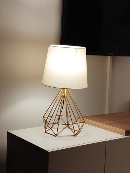 Modern Geometric Rose Gold Table Lamp Bazm-e-Decor