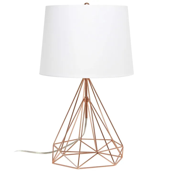 Modern Geometric Rose Gold Table Lamp Bazm-e-Decor