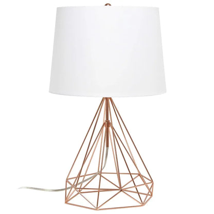 Modern Geometric Rose Gold Table Lamp Bazm-e-Decor