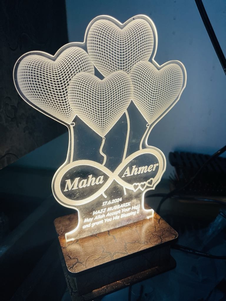 Personalized 3D Illusion Lamp | Custom Night Lamp | Unique Decoration & Gift Bazm-e-Decor