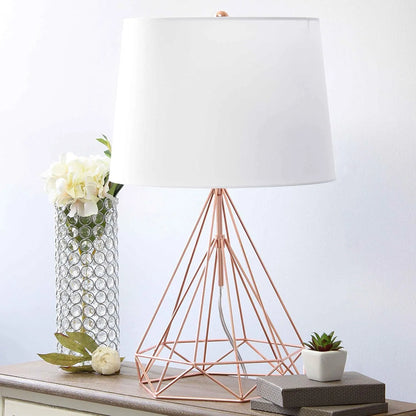 Modern Geometric Rose Gold Table Lamp Bazm-e-Decor