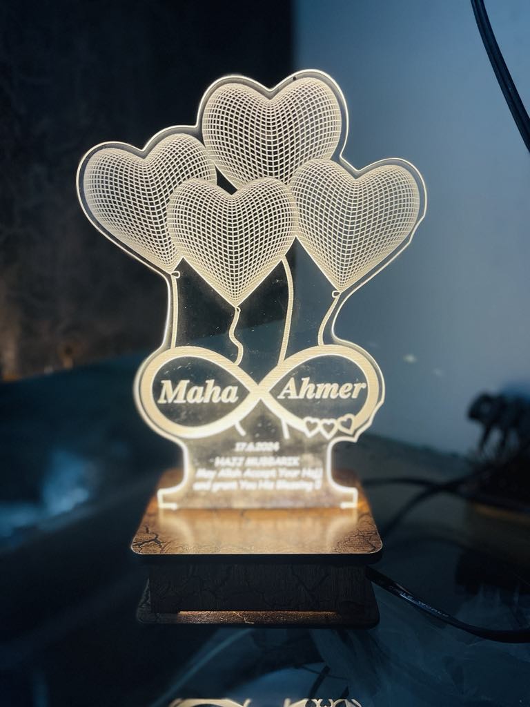 Personalized 3D Illusion Lamp | Custom Night Lamp | Unique Decoration & Gift Bazm-e-Decor