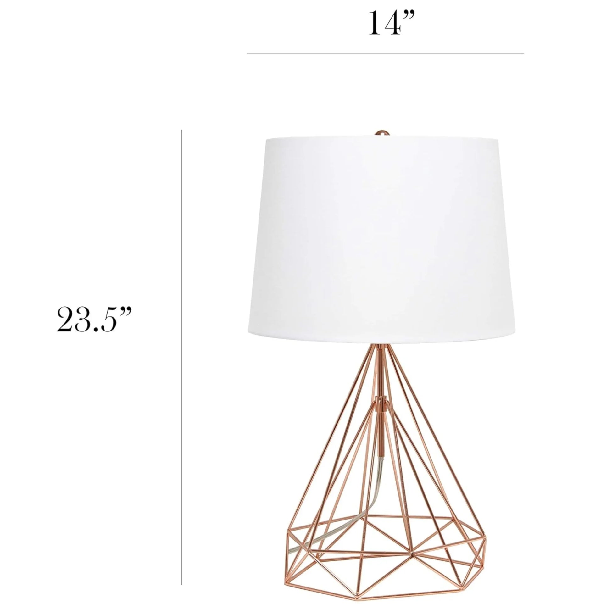 Modern Geometric Rose Gold Table Lamp Bazm-e-Decor