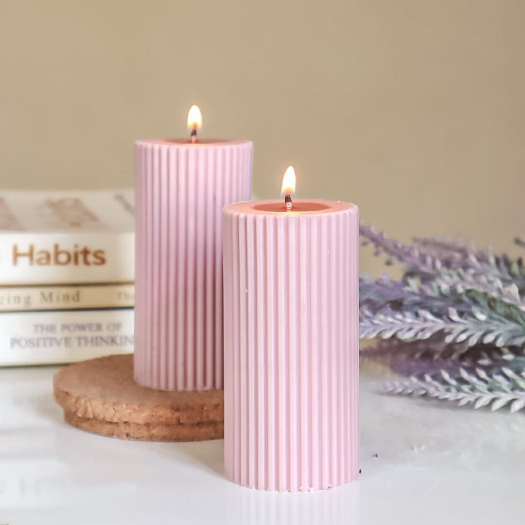 Scented Aesthetic Pillar Candle | Minimalist Home Decor Candle | Long-Lasting Jasmine Candle Bazm-e-Decor