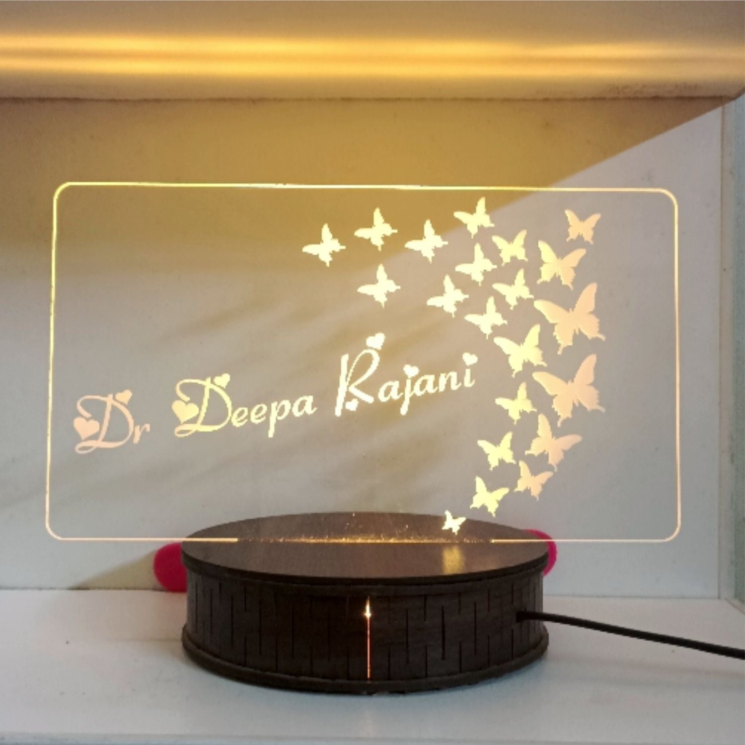 3D Butterfly Night Lamp with Name Illusion Bazm-e-Decor