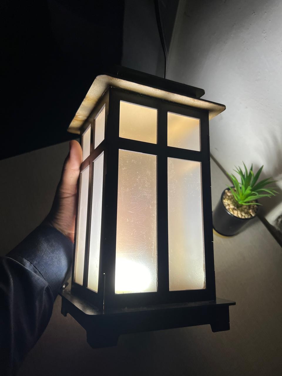 Wooden Side Table Lamp for Bedroom & Office | LED Warm Light | Room Decoration Lamp Bazm-e-Decor