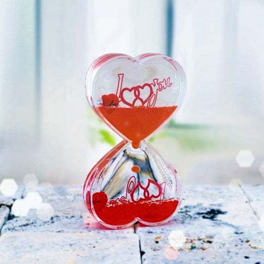 Heart-Shaped Acrylic Liquid Timer | Decorative Hourglass Showpiece Bazm-e-Decor