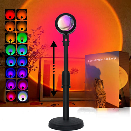 Sunset Projection Lamp with 16 Colors | 360° Rotatable LED Photography Lighting Kit Bazm-e-Decor