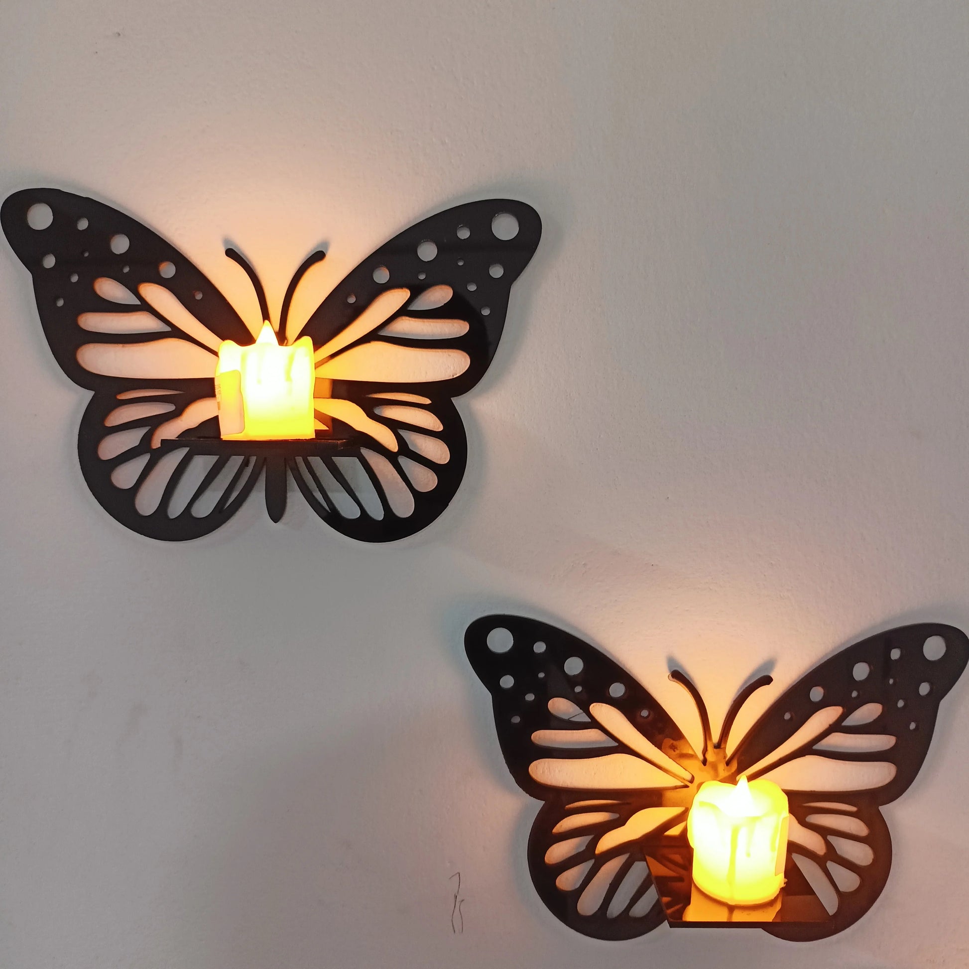 3 Pcs Wooden Butterfly Wall Shelf for Candles and Decor – Elegant Wall Décor & Storage Bazm-e-Decor