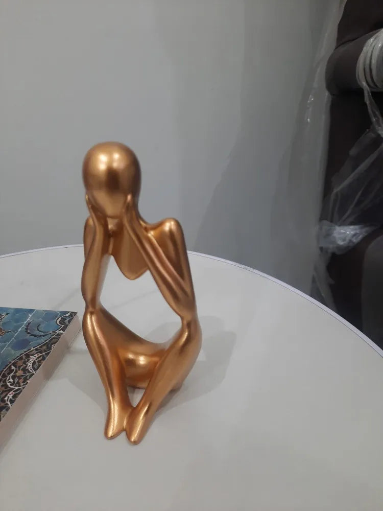 Elegant Gold and Black Resin Thinking Mannequin Figurines for Home Decor Bazm-e-Decor