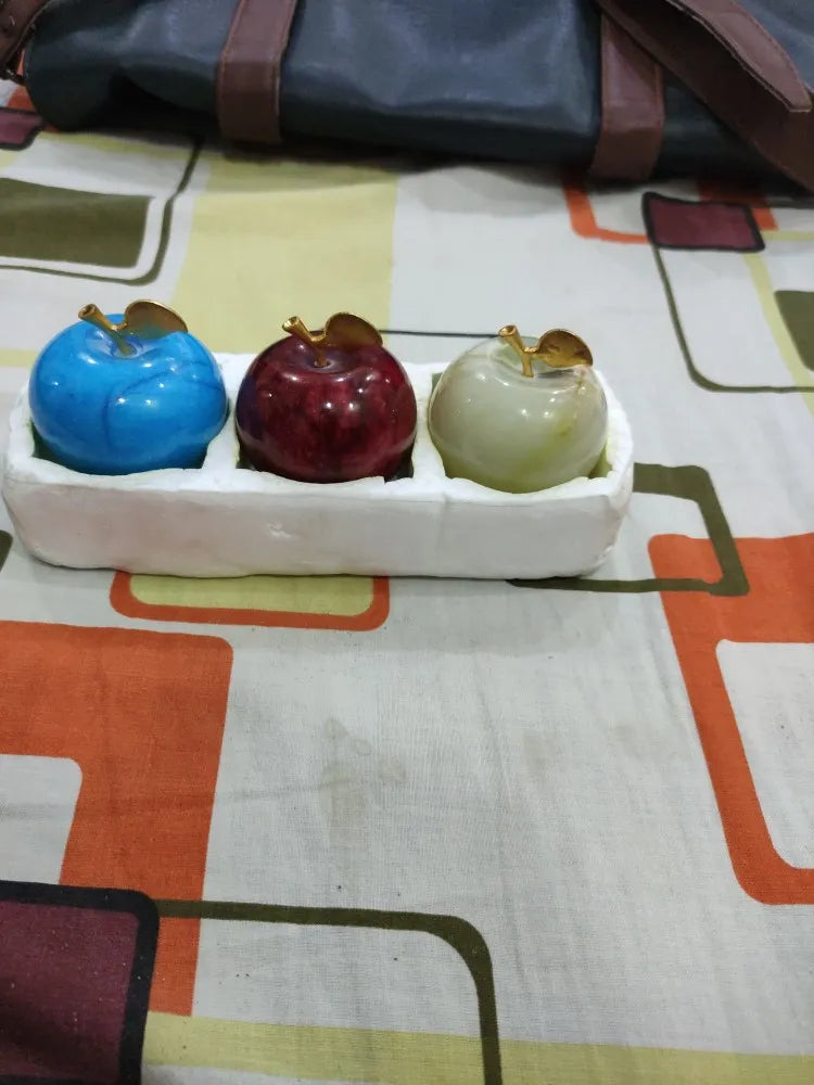 Set of 2 Onyx Marble Apple Decorative Pieces - Perfect for Home Decor Bazm-e-Decor