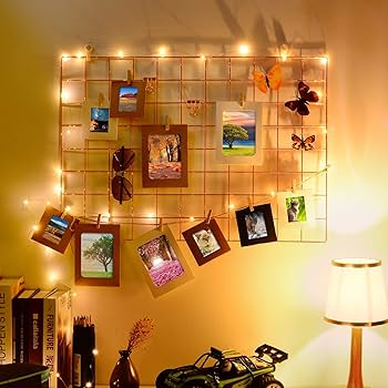 25x17.5 Inches Metal Grid for Wall Decor | Study Room Hanging Photo Frame Display Bazm-e-Decor