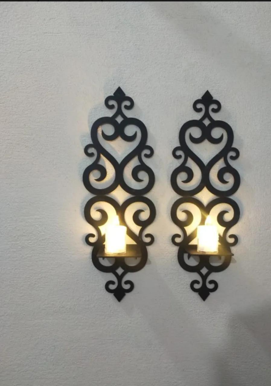 2Pcs Star Wall Sconces - Wooden Decorative Shelves & Candle Holders for Home Decor Bazm-e-Decor