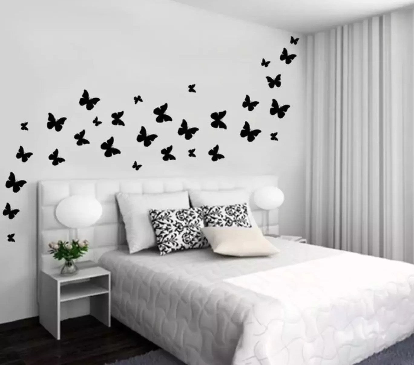 30+ Black 3D Wooden Butterflies for Kids Bedroom Wall Decor | Laser Cut MDF Decoration Bazm-e-Decor