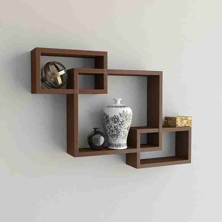 3-Tier Laminated Wooden Intersecting Box Wall Shelves - Modern Storage & Display Units, Floating Storage Shelves for Living Room or Bedroom Bazm-e-Decor