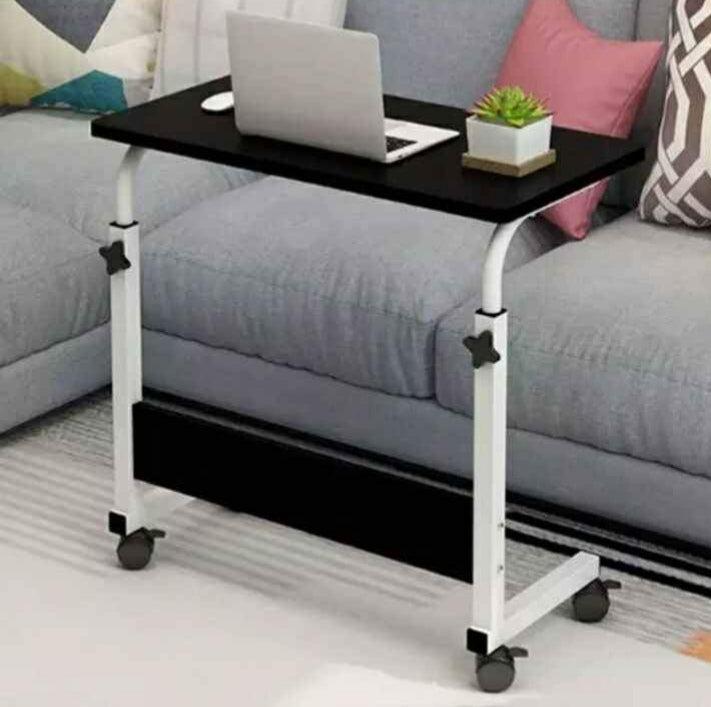 Adjustable Height Laptop Table, Study Desk, Side Table, Office Workstation, Gaming Table with Rolling Wheels Bazm-e-Decor