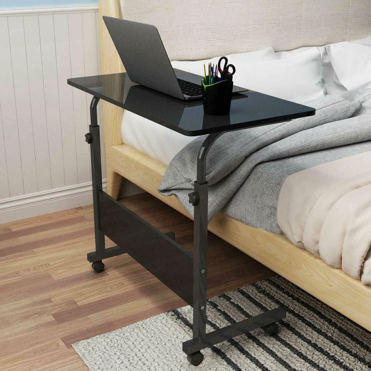 Adjustable Height Laptop Table, Study Desk, Side Table, Office Workstation, Gaming Table with Rolling Wheels Bazm-e-Decor