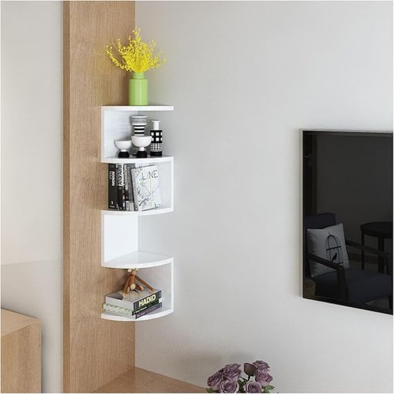 DIY Wall Mounted Floating Shelves | Corner Storage Shelf for Books, Plants, and Décor | Space-Saving Corner Bookshelf Bazm-e-Decor