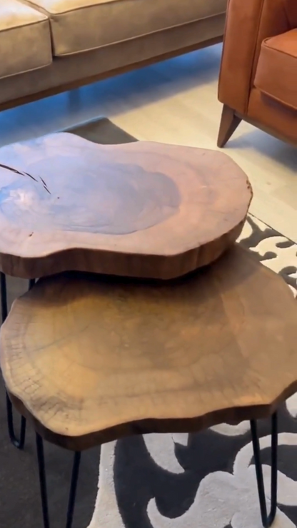 Live Edge Coffee Table | Rustic Natural Wood Round Table | Minimalistic & Stylish Design Bazm-e-Decor