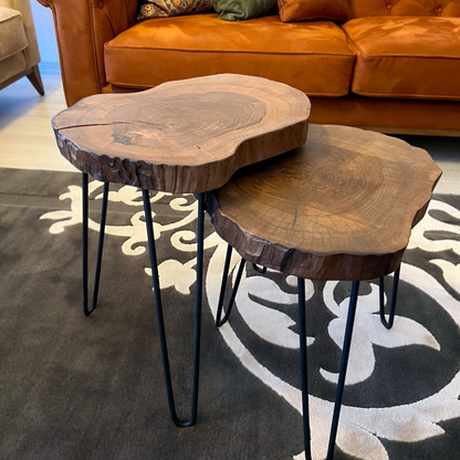 Live Edge Coffee Table | Rustic Natural Wood Round Table | Minimalistic & Stylish Design Bazm-e-Decor