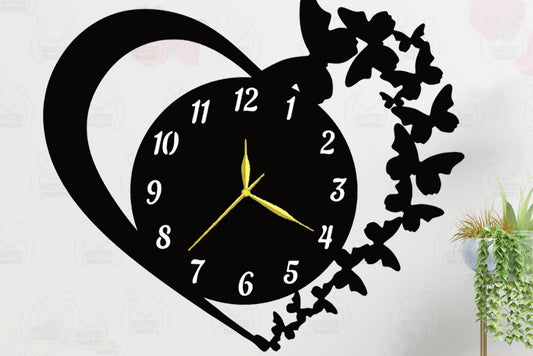 Premium Wooden Heart Wall Clock with LED Light – 20 Inches, Stylish and Elegant Design for Bedroom & Living Room Bazm-e-Decor