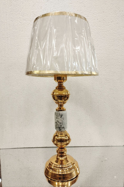 Set of 2 Modern Table Lamps - 22" Ceramic & Metal Design with Fabric Shade Bazm-e-Decor