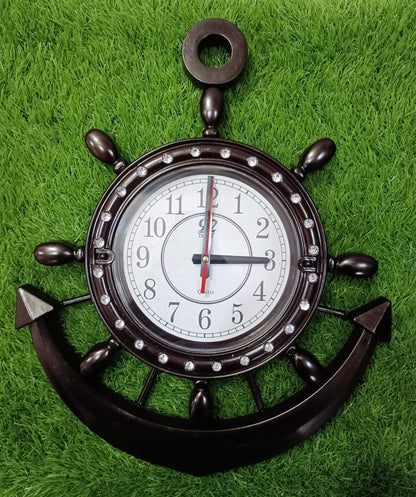 Ship Anchor Wall Clock – 17 Inch Decorative Quartz Battery Operated, Easy to Read, Plastic Frame for Home, Office, and School Bazm-e-Decor