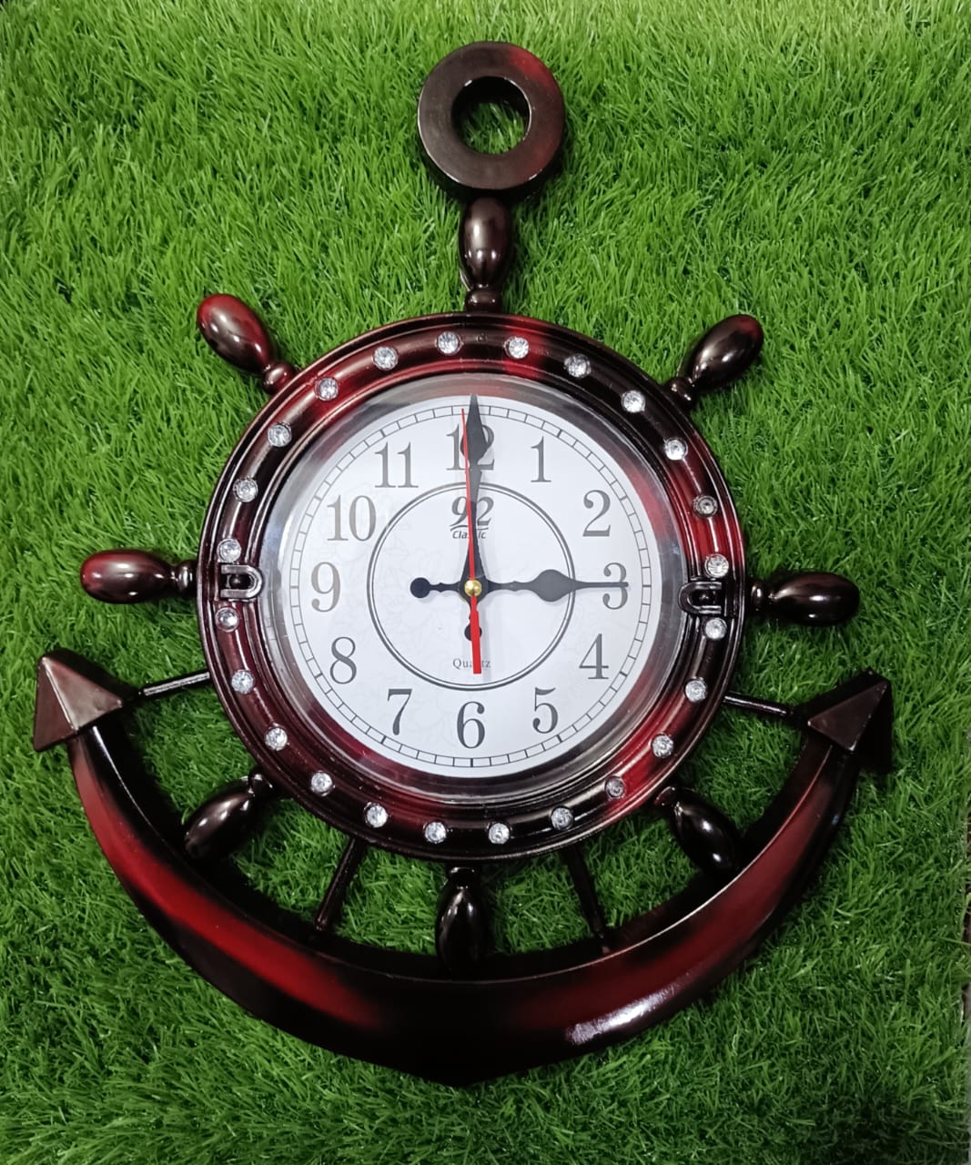 Ship Anchor Wall Clock – 17 Inch Decorative Quartz Battery Operated, Easy to Read, Plastic Frame for Home, Office, and School Bazm-e-Decor