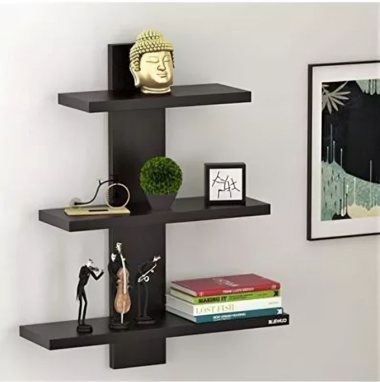 Tree Shaped Wall Shelf - Wooden Bookshelf & Storage Shelves for Living Room, Kitchen, Office - Wall-Mounted Decorative Shelf with Back Support Bazm-e-Decor