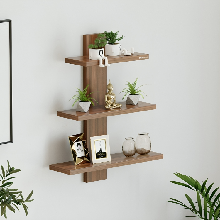 Tree Shaped Wall Shelf - Wooden Bookshelf & Storage Shelves for Living Room, Kitchen, Office - Wall-Mounted Decorative Shelf with Back Support Bazm-e-Decor