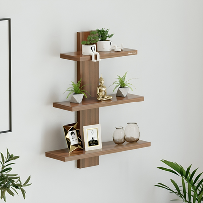 Tree Shaped Wall Shelf - Wooden Bookshelf & Storage Shelves for Living Room, Kitchen, Office - Wall-Mounted Decorative Shelf with Back Support Bazm-e-Decor